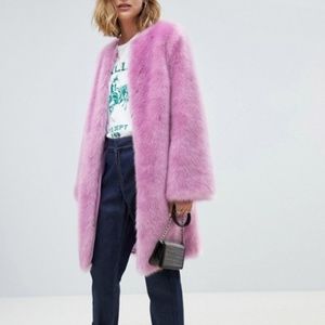 ASOS DESIGN FAUX FUR MIDI COAT